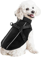 Dog Winter Coat Reflective Water-Resistant Jacket, Fleece Lined Windproof Puppy Coat with Back Zipper & D-Ring, Cold Weather Dog Coats for Small Medium Large Dogs (XXL, Black)