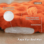 Cat Beds for Indoor Cats Faux Fur Pet Pad Mat Plush Kitten Bed with Non-Slip Bottom for Carriers/Couch Dog & Puppy Friendly 23 x 15 Inch Small Orange