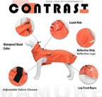 Waterproof Dog Raincoat with Reflective Strip, Adjustable Breathable Rain Coat Jacket with Leash Hole for Dogs (Orange, X-Small)