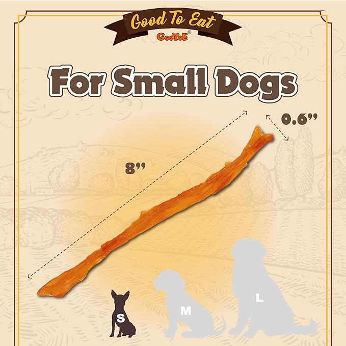 Gootoe Turkey Tendons for Dogs – All-Natural, Hypoallergenic Dog Treats, Rawhide Alternative, Long Lasting Puppy Chews, Healthy Dog Treats for Small Breeds, Strips, 3 oz Pack