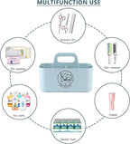 Dog Storage Organizer for Grooming Supplies,Portable Caddy Organizer for Pet Stuff,Divided Storage Bin for Dog Cat Grooming Kit,Dog Stuff Organizer with Handle for Shampoo,Clipper,Comb-Blue