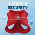 Voyager Step-In Plush Dog Harness – Soft Plush, Step In Vest Harness for Small and Medium Dogs by Best Pet Supplies - Harness (Red Corduroy), XS (Chest: 13 - 14.5")