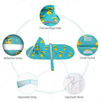 NACOCO Large Dog Raincoat Adjustable - Pet Rubber Ducks Yellow Water Proof Clothes Lightweight Rain Jacket Poncho Hoodies with Strip Reflective Pink (Lake Green 3XL, Sunglass Duck)