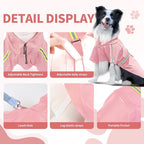 Dog Raincoat, Waterproof Windproof Dog Rain Jacket Adjustable, Rain Coat with Leash Hole, Reflective Strap Raincoat Poncho for Small Medium Large Dogs Outdoor (Reflection-Pink, Large)