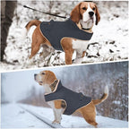 ASENKU Warm Dog Winter Coat, Waterproof Dog Coat for Cold Weather, Fleece Dogs Jacket with Ultra Thick Plush Lining Leash Hole Storage Pockets for Medium Large Dogs (Navy Blue, Large)