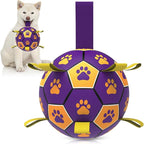 QDAN Dog Ropes Toys, Soccer Ball with Straps, Dogs Water Toy, Durable Dog Balls for Small Medium Breed（6 Inch）