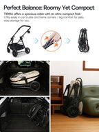 Pet Stroller with 4 Wheels, 4 in 1 Folding Puppy Strollers for Small/Medium Dogs up to 66lbs, Lightweight Pet Travel Carrier with Detachable Carrier/Storage Basket, One Click Folding, Beige