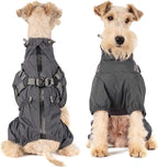 Mile High Life Waterproof Dog Raincoat, Full Coverage Small Dog Rain Coat with Harness, Adjustable 4 Legs Puppy Rain Jacket with Reflective Strip and Elastic Cuffs (Gray, S Back Length 13")