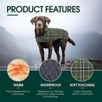 Kuoser Waterproof Dog Coat, Reversible Dog Jacket for Large Dogs, Adjustable Durable Doggie Winter Coat for Groowing Puppies Warm Puppy Cold Weather Apparel, Green L