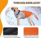 Small Dog Coat with Harness Built in,Warm Dog Jacket Water-Repellent Pet Winter Coat Snowsuit for Cold Weather,Reflective Fleece Jackets,Warm Pet Jacket with Zip,Doggy Winter Coats,Orange,S