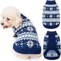 KOOLTAIL Cable Knit Dog Sweater Turtleneck, Cold Weather Pullover Classic Knitwear, Snowflake Pattern Thick Warm Winter Pet Clothes, Dog Christmas Sweater for Small Medium Large Dogs Cats,Navy Blue SM