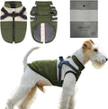 Dog Winter Coat for Small & Medium Dogs (Up to 31lb), Waterproof Dog Coat with Harness, Puppies Windproof Puppy Puffer Jacket, Snowsuit for Dachshund,Frenchie, Corgi (Classic Green, Large)