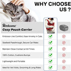 [Cozy Travel] Cat Carrier Pouch, Soft Cat Carrier for Small Cats, Carrying Sack, Restraint Bag for Nail Trimming, Vet Visits, Giving Meds, Dental Care, Car Travel - Wine Red