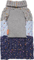 KYEESE Dog Sweater Color Block with Fuzzy Thread Knitted Turtleneck Dog Knitwear with dots in a Variety of Colors for Medium Dogs Fall Winter Dogs Clothes, Navyblue, XXL