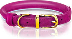 OOPSDOGGY Reflective Rolled Leather Dog Collar Adjustable Soft Padded Pet Collar for Small Medium Large Breed Dogs (Pink, XXL, 20"-24")