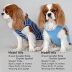 KYEESE 2Pack Dog Shirts Small Tee Soft for Small Dogs Striped T Shirt Lightweight Sleeveless Vest Cotton Tank Top Clothes, Large,Dark Blue+Striped