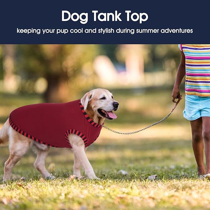 IECOii 2 Pack Large Dog T-Shirt | Non-Restrictive Fit for Running, Breathable Summer Wear - Non-stuffy Design - Keeps Pups Comfortable in Hot Weather, Coffee+DarkRed, 2XL