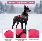 IDOMIK Dog Winter Coat, Reflective Waterproof Dog Jacket for Cold Weather, Warm Pet Coats for Small Medium Large Dogs, High Collar Doggy Fleece Snow Jacket, Winter Vest with Adjustable Buckle,L