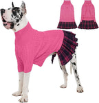 IECOii Big Girl Dog Sweater Dress, Cable Knit Sweater for Extra Large Dogs Girl, Pink, 4XL, Cute Dog Warm Dress for Fall Winter, Good Stretcy Fit Knitwear for Giant Breed Dogs Female Indoor & Outdoor