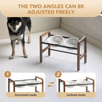 7.1inch Ceramic Adjustable Raised Double Bowls Set with Stand, 3 Heights Elevated, 2 Placement Options,Food and Water Bowls for Medium and Large Dog(Reactived Glaze -White)