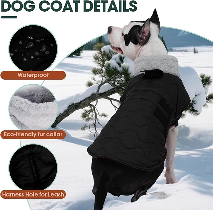 Kuoser XXXL Giant Dog Coat | Great Dane -20°C Arctic Jacket - Adjustble Hook Loop & Full Belly Wrap