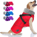 Doglay Dog Jacket Waterproof Dog Coat with Harness Built in, Christmas Puppy Winter Coat Reflective Turtleneck Puffer Snow Jackets for Small Medium Large Dogs