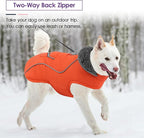 SUNFURA Dog Coat, XXXL Dog Winter Jacket, Reflective Fleece Snow Coat with Furry Collar, Waterproof Pet Puffer Jacket for Great Dane Extra Large Dogs, Orange 3XL