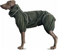 Dog Lightweight Windbreaker, Dog Outdoor 4-Legs Jacket, 0.5 lbs,Durable Water Repellent, Hooded, Easy on/Off with Collar and Harness, Reflective, Packable,Dark Olive (X-Large)