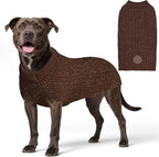 KYEESE Dog Sweater with Leash Hole Comfy Pullover Sweater Medium Size Male with Reflective Yarn Warm Pet Coats Stretchy Cozy Lightweight Thick Knitwear Dog Clothes,Khaki, X-Large