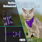 Cat Harness and Leash Set Escape Proof for Kitten Walking, Soft Adjustable Top Handle Vest Harnesses for Cats, Easy Control Breathable Reflective Small Medium Large, Purple, M