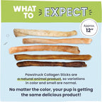 Pawstruck Natural Large 12" Beef Collagen Sticks for Dogs – Long-Lasting Rawhide Alternative, High Protein Treats with Chondroitin & Glucosamine – 5 Pack