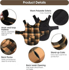 ASENKU Dog Winter Jacket Plaid Reversible Vest, Waterproof Dog Coat for Cold Weather, Perfect for Small to Large Dogs (Coffee, M)