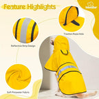 Weesiber Dog Raincoat, Adjustable Waterproof Dog Rain Jacket Poncho with Reflective Strip and Leash Hole, Lightweight Pet Rain Coat for Small to X-Large Dogs (M, Yellow)