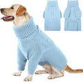 Queenmore Dog Sweater - Warm Winter Fall Turtleneck Knit for Small, Medium, Large Puppies - Long Sleeves Christmas Sweater for Girls Boys - Blue, XL