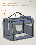 Feandrea 36 Inches Collapsible Soft Dog Crate, Portable Travel Dog Crate for Indoor and Outdoor Use, Dog Carrier Kennel with Safety Zippers, for Living Room, Car, Travelling, Campin, Dark Blue UPDC90Z
