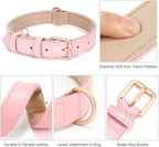 WHIPPY Airtag Leather Dog Collar GPS Tracker Air Tag Puppy Collar Adjustable Soft Leather Padded Dog Collar with Airtag Holder Case for Small Medium Large Dog Pet Backpack,Pink,L