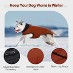 IDOMIK Dog Winter Coat, Warm Waterproof Dog Puffer Jacket with Harness Hole, Adjustable Reflective Snow Jacket Vest with Turtleneck, Pet Cold Weather Coats for Medium Dogs,Caramel,M