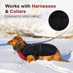 Lelepet Dachshund Coat Warm Dog Winter Coat Waterproof Dog Jacket with Fleece Lining, Reflective Outdoor Dachshund Snowsuit with Leash Hole Adjustable Neckline,Coats for Small Medium Dogs,Red, S