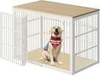 Lyromix 54" Dog Crate Furniture with Foldable Door, XXL Dog Crates for Large Dogs, Wooden Decorative Dog Cage Kennel Indoor End Table, Natural Beech