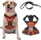 Custom Cleveland Dog Harness with Reflective Stripes Personalized Name and Number Dog Vest Harness with Pet Traction Rope for Small Medium Large Dog