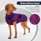 IECOii Dog Coats for Large Dogs Winter Waterproof Jacket with Collar Built in, XXL Dog Coat for Cold Weather Warm Snow Jacket with Thermal Fleece Lining, Reflective Pet Snowsuit Large, Purple - 2XL