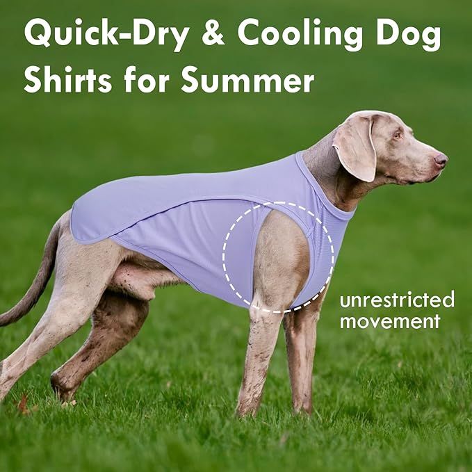 2 Pack Dog Shirt, Quick Dry Cooling Tshirts for Dogs Large, Breathable Durable UPF50+ Summer Clothes, Lightweight Prevent Overheating Vest, Purple+Pink, 3XL