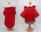 Pet Warm Dog Coat for Winter Cold Weather Clothes Hooded Dog Jacket Small Puppies Medium Large Dog Cat Clothes Insulated Padded Snow Parka (Red, XX-Large)