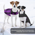 ASENKU Dog Jacket Plaid Reversible Reversible Dog Vest Waterproof Cold Winter Clothes Pet Apparel for Small Medium Large Dogs (S, Purple)