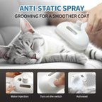 Pet Steam Brush for Dogs & Cats, 3 in 1 Self Cleaning Steam Pet Brush - Anti-Static, Grooming Tool for Long and Short Hair Pets, Removes Loose Hair and Reduces Shedding, White