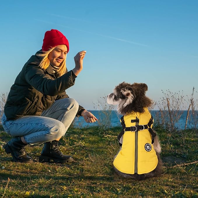 Norbi Dog Coat - Winter Jacket with Built-in Harness, Adjustable for Small to Large Dogs, Warm Coat for Cold Weather