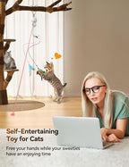 FEELNEEDY Laser Cat Toys for Indoor Cats, Interactive Cat Toy LED Light Hanging, Cats Wand Toy Feather, Feather & Mouse for Bored Adult Kitten Exercise, White