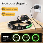 AirTag Dog Collar with QR Code & LED Light, IP68 Waterproof Rechargeable LED Pet Collar with Reflective Strips, Durable Airtag Holder for Medium/Large Dogs, DIY Pet Information(Green, M(16-20 in))