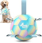 QDAN Dog Balls: Dog Soccer Ball with Straps, Herding Ball for Dogs, Outdoor Toys Interactive Toys for Large Dogs, Pet Birthday Gifts,Gradient Blue (8 Inch)