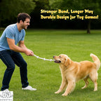 35" Dog Tug Toy – Strong 5-Knot White Cotton Rope for Active Chewers, Washable & Safe, Great for Indoor & Outdoor Play, Dental Cleaning, Medium & Large Dogs (22–88 lbs)